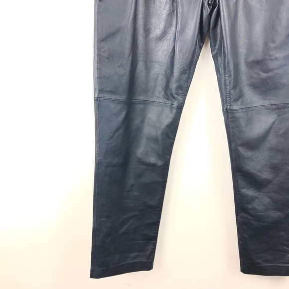 Equipment Isidore Leather Navy Paperbag Pants 6 - Picture 5 of 13